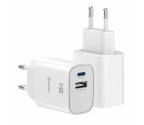 Swissten Edge GaN USB-C/USB-A biela / Sieťový adaptér / 35W PD / 18W QC