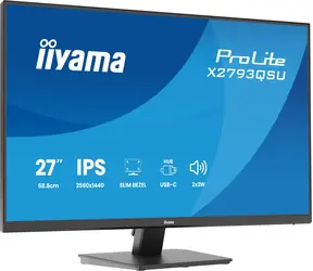 27" IIYAMA ProLite X2793QSU-B1 čierna / Monitor / IPS / 2560 x 1440 / 75Hz / 1ms / 1000:1 / 350 cd / HDMI / DP