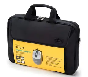 Dicota Value Toploading čierna / Taška na notebook / do 15,6" / Recyklovaný PET / s myšou