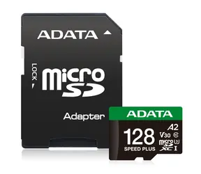 ADATA Speed PLUS microSDXC 128 GB + adaptér / Pamäťová karta / UHS-I U3 V30 A2 / R: 180 MB/s / W: 160 MB/s