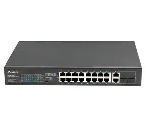 Lanberg Switch rack 19" PoE+ / Prepínač / 16x 10/100 Mbps / 16x PoE+ / 2x SFP / 250W / Unmanaged