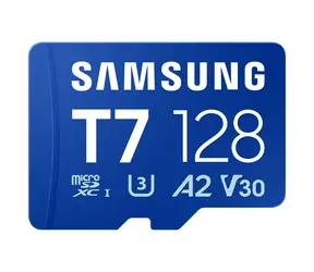 Samsung T7 128GB modrá / Micro SDXC / UHS-I U3 / V30 / A2 / čítanie: 170 MB/s