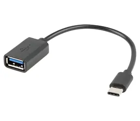 Lanberg AD-OTG-UC-01 čierna / OTG kábel / USB-A (F) - USB-C (M) / USB 2.0 / 0,15 m