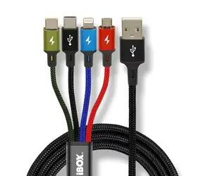 i-Box IKUM4W1 čierna / Nabíjací kábel / 4v1 / 1,2 m / 2 A / Nylon