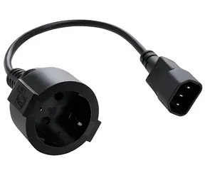 C-tech napájací adaptér C14 (M) čierna / Schuko (F) / 15 cm