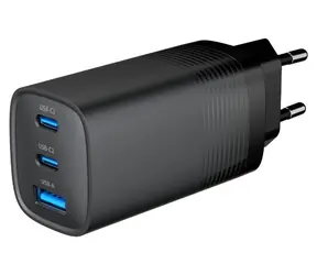 Gembird TA-UC-PDQC65-01-BK čierna / Sieťová nabíjačka / 65W / 2x USB-C & 1x USB-A / PD 3.0 & QC 3.0