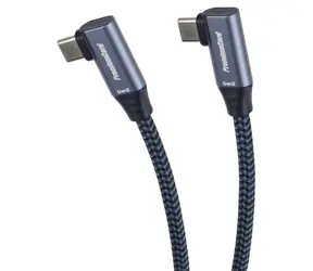 PremiumCord USB-C 2x zahnutý kábel šedá