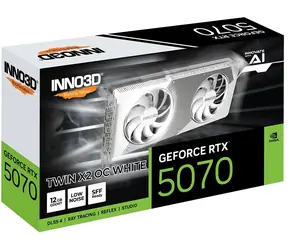 Inno3D GeForce RTX 5070 Twin X2 OC biela 12GB / Grafická karta / 2542 MHz / 12 GB GDDR7 / 192-bit / 1x HDMI + 3x DP