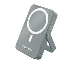 Verbatim Charge 'n' Go šedá / Magnetická bezdrôtová powerbanka / 10000 mAh / USB-C / MagSafe / 15-20W