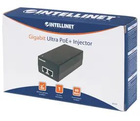 Intellinet Gigabit Ultra PoE+ Injektor / PoE injektor / 60W / 2x RJ-45 Gigabit / čierna