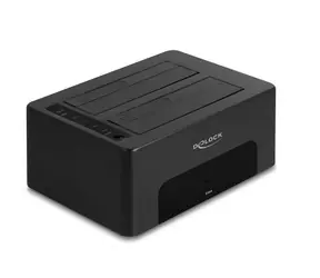 DeLock Dual Docking Station SATA čierna / Dokovacia stanica / 2× 2,5"/3,5" / USB 3.2 Gen 1 / klonovanie