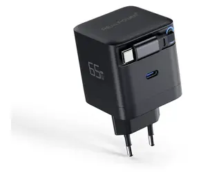 RealPower GaN 65W čierna / Nabíjačka / 2x USB-C / 65W / PD