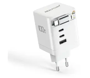 RealPower GaN Charger 100W biela / Nabíjací adaptér / 100W / 3x USB-C / 1x USB-A