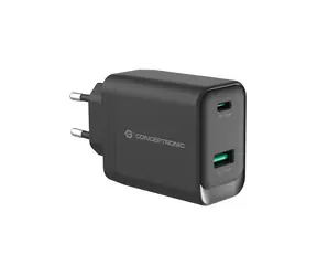 Conceptronic ALTHEA20W45 čierna / USB nabíjací adaptér / GaN / 1x USB-C PD 3.0 / 1x USB-A QC 3.0 / 45 W