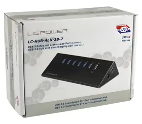 LC-Power LC-HUB-ALU-7B / USB hub / 6x USB 3.0 / nabíjací Port 2,4 A / hliníkový