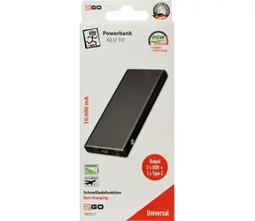 2GO 10000mAh čierna / Powerbanka / Power Delivery 42,5 W / Displej / 2x USB-C / 2x USB-A