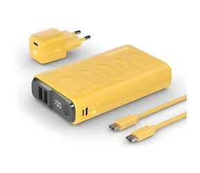 RealPower PB-20000 žltá / Powerbanka 20000 mAh / USB & USB-C / 22,5 W
