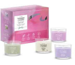 Yankee Candle Darčeková sada 4 sklenených votívnych sviečok 2026 / Wild Orchid, Sage & Citrus, Lemon Lavender, Vanilla Cupc