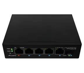 Lanberg Priemyselný PoE switch / 1x PoE BT / 3x PoE + AT / SFP / Fast Ethernet / DIN / Unmanaged