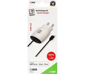 2GO biela / Sieťová nabíjačka / Lightning + USB-A / 12W / MFI certifikovaný kábel