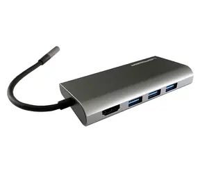 LC-Power LC-HUB-C-Multi-5 / USB-C hub / 3x USB-A 5 Gbps / USB-C PD 100 W / HDMI 4K / Gigabit LAN / čítačka SD