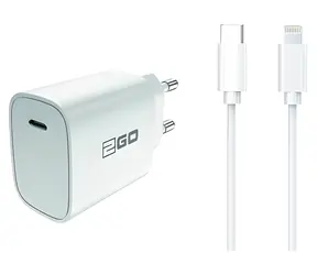 2GO biela / Sieťová nabíjačka / USB-C / 20 W / PD / vr. kábla USB-C - Lightning
