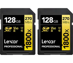 Lexar Professional 1800x SDXC 128GB (2ks) / Pamäťová karta / čítanie: 270 MB/s / zápis: 180 MB/s / UHS-II U3 / Class 10