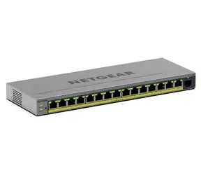 Netgear 16- Port Gigabit PoE+ PLUS sivá / Switch / 16× GbE / PoE+ 250,6 W