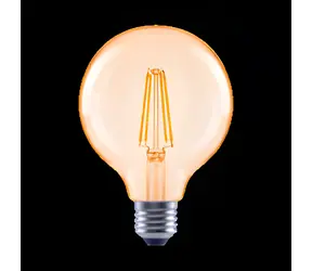 Xavax LED Filament žiarovka / E27 / 680 lm (nahrádza 52 W) / G95 guľa / jantárová / teplá biela
