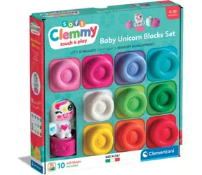Clementoni Soft Clemmy / Sada mäkkých kociek / 10 kusov / figúrka jednorožca
