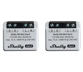 Shelly PM Mini Gen3 / Modul merania spotreby 2 ks / Wi-Fi / Bluetooth / 16A