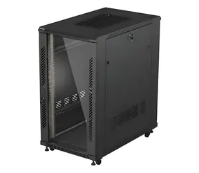 Lanberg 22U 19" čierny / Stojanový rozvádzač / 600x1000 mm / Flat pack / Sklenené dvere