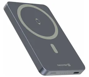 Swissten Fusion 5000 strieborná / Power Bank / 5000 mAh / nabíjanie Apple Watch / MagSafe