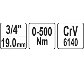YATO / Momentový kľúč 3/4" / 0-500 Nm / výchylný / dĺžka 540 mm
