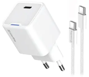 Colorway biela / Nabíjačka sieťová / 1x USB-C / GaN / 30 W / PD / PPS / kábel USB-C 1 m