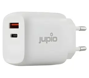 JUPIO Dual USB GaN Charger / Nabíjací adaptér / GaN / USB-A + USB-C / 30W / s priechodnou zásuvkou