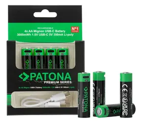 Patona AA/LR6 / Nabíjacia batéria / Li- POL / 2000mAh / 1,5 V / USB-C nabíjanie / 4 ks
