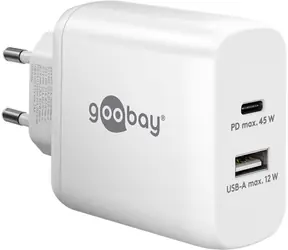 Goobay 65412 biela / Nabíjačka sieťová / GaN / USB-C PD / USB-A / 45 W