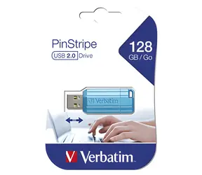 Verbatim Store 'n' Go PinStripe 128GB modrá / Flash disk / USB 2.0 / čítanie 12 MB/s / zápis 5 MB/s