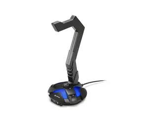 Sharkoon X-Rest 7.1 čierna / Stojan na slúchadlá / USB zvuková karta 7.1 / modré LED / 2x 3.5mm jack