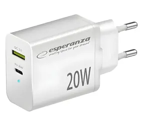 Esperanza EZC105W biela / Nabíjací adaptér / 20 W / Quick Charge 3.0 / USB-C + USB-A