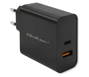Qoltec 52381 Super Quick PD čierna / Nabíjačka / 90W / 5-20V / USB-C PD 3.0 / USB-A