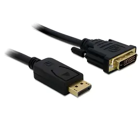 DeLock DisplayPort - DVI 24+1 čierna / Kábel / 1 m / pozlátené konektory / pasívne / DisplayPort 1.1