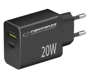 Esperanza EZC105K čierna / Nabíjací adaptér / 20 W / USB-C + USB-A / Quick Charge 3.0