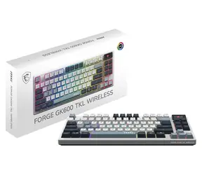 MSI FORGE GK600 TKL Sky modrá / Bezdrôtová herná klávesnica / mechanická / 2.4GHz / BT / RGB / UK Layout