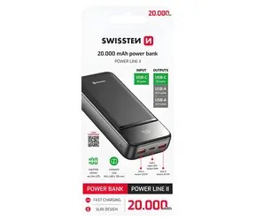 Swissten POWER LINE II 20000 mAh čierna / Power Bank