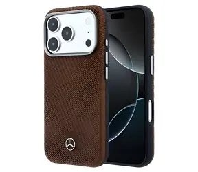 Mercedes PU Leather Wood iPhone 17 Pro Max Camel