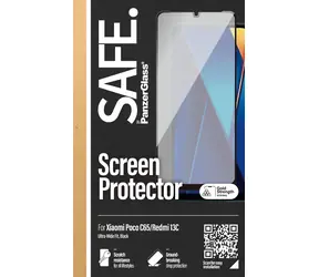 PanzerGlass SAFE UWF pre XIAOMI Redmi 13C 5G čierna / Tvrdené sklo / Plne nalepovacie / 0,66 mm