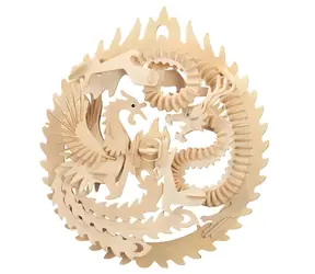 Woodcraft Drevené 3D puzzle Fénix a drak / od 6 rokov / Obtiažnosť: stredná
