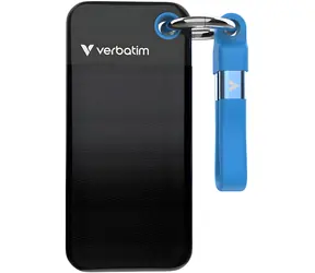 Verbatim Pocket SSD 256 GB čierno-modrá / Externý SSD / USB-C / R: 10 000 MB/s / W: 10 000 MB/s